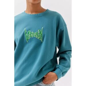 Urban Outfitters X Project Social VEGAN Activist Sweatshirt S/M Teal Embroidered